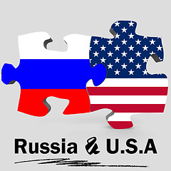 Image showing USA and Russia flags in puzzle 