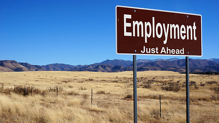 Image showing Employment brown road sign