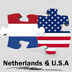 Image showing USA and Netherlands flags in puzzle 