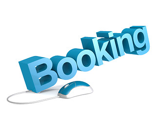 Image showing Booking word with blue mouse