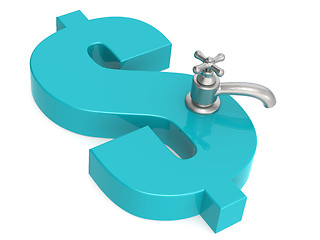 Image showing Blue dollar sign with water faucet