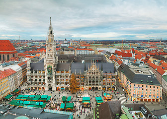 Image showing Aerial view of Marienplatz in Munich