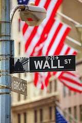 Image showing Wall street sign in New York City