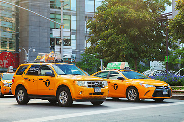 Image showing Yellow cabs in New York City