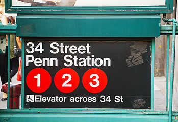 Image showing Penn Station and 34th street subway sign