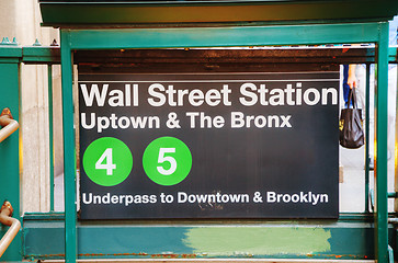 Image showing Wall Street subway sign