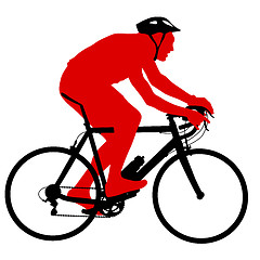 Image showing Silhouette of a cyclist male.  illustration.