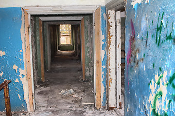 Image showing long corridor in the old house