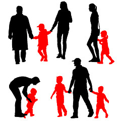 Image showing Black silhouettes Family on white background. illustratio