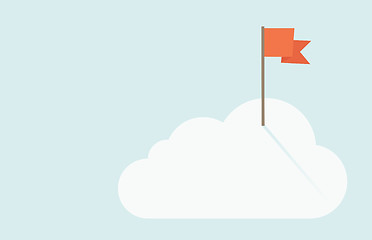 Image showing Red flag on top of the cloud.