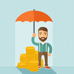 Image showing Businessman with umbrella
