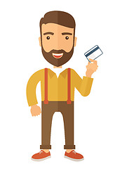 Image showing Business man holding credit card