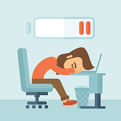 Image showing Lying tired employee.