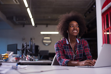 Image showing portrait of a young successful African-American woman in modern 