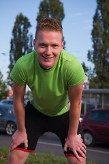 Image showing portrait of a young man on jogging