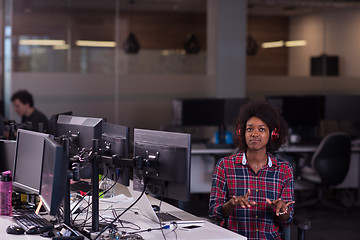 Image showing portrait of a young successful African-American woman in modern 