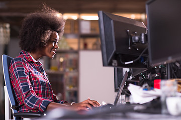 Image showing portrait of a young successful African-American woman in modern 