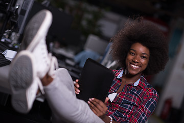 Image showing portrait of a young successful African-American woman in modern 