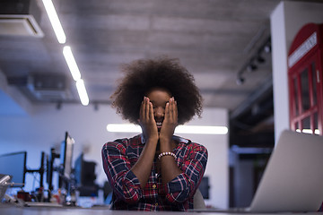 Image showing portrait of a young successful African-American woman in modern 