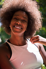 Image showing Close up portrait of a beautiful young african american woman sm