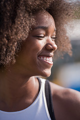 Image showing Close up portrait of a beautiful young african american woman sm