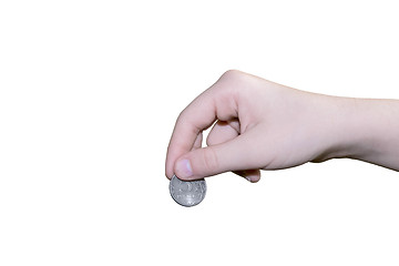 Image showing Hand gives coin