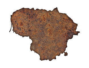 Image showing Map of Lithuania on rusty metal