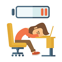 Image showing Lying tired employee.