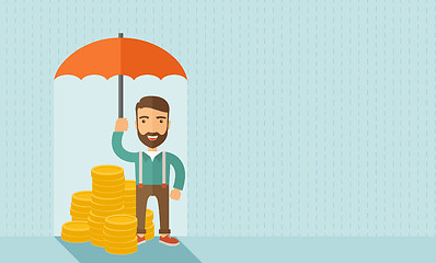 Image showing Businessman with umbrella