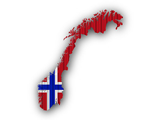 Image showing Map and flag of Norway on corrugated iron