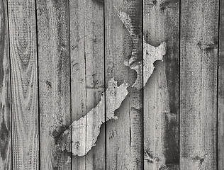 Image showing Map of New Zealand on wood,