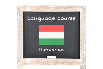 Image showing Language course with flag on board