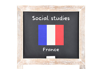 Image showing Social studies with flag on board