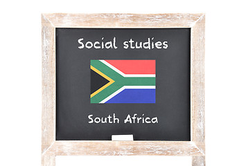 Image showing Social studies with flag on board