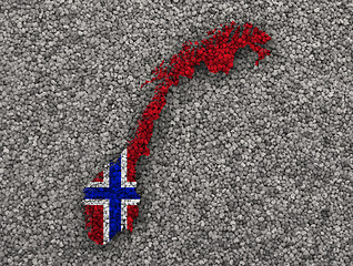 Image showing Map and flag of Norway on poppy seeds