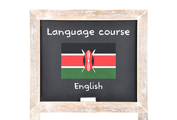 Image showing Language course with flag on board