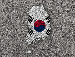 Image showing Map and flag of South Korea 
