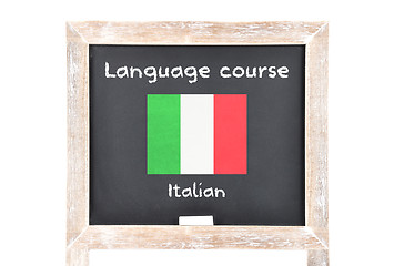 Image showing Language course with flag on board