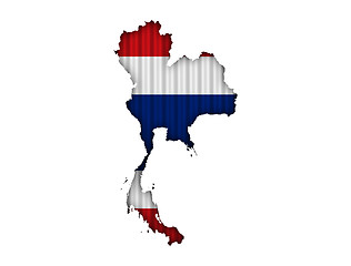 Image showing Map and flag of Thailand on corrugated iron