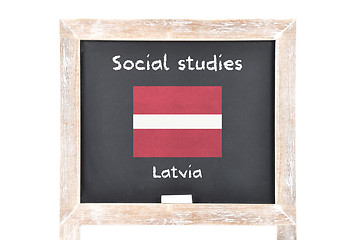 Image showing Social studies with flag on board