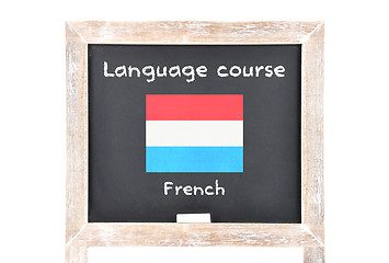 Image showing Language course with flag on board