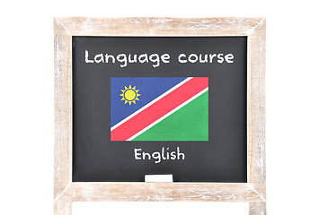 Image showing Language course with flag on board