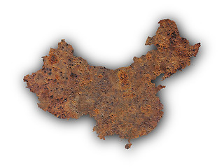 Image showing Map of China on rusty metal