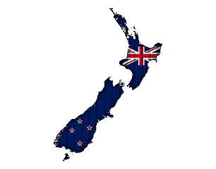 Image showing Map and flag of New Zealand on corrugated iron,