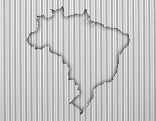 Image showing Map of Brazil on corrugated iron