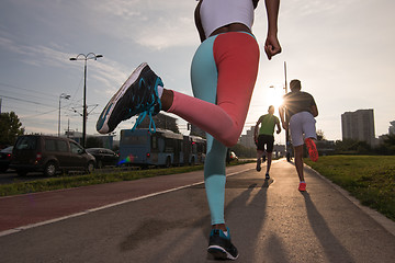 Image showing multiethnic group of people on the jogging