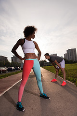 Image showing multiethnic group of people on the jogging