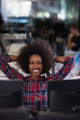 Image showing portrait of a young successful African-American woman in modern 