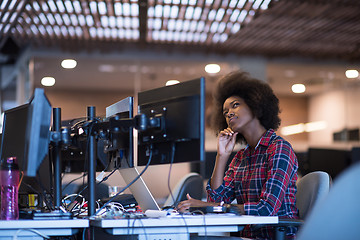 Image showing portrait of a young successful African-American woman in modern 