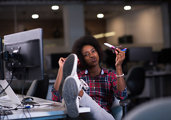 Image showing portrait of a young successful African-American woman in modern 